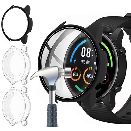 Acadeny 3pièces Coque Protection Écran en Verre Trempé +PC Bumper Compatible avec Xiaomi Mi Watch Anti-Rayure Protecteur Étui -N
