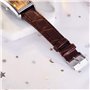 JewelryWe Montre Quartz Rétro Rectangulaire Romain Chiffre Cadran Bracelet Cuir Alliage Homme Couple Amour Brun