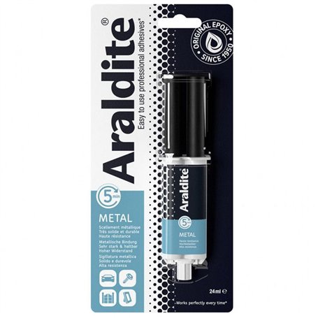 Colle époxy bi-composant - ARALDITE - 24 ml - Spécial métaux - Haute résistance - Réparation durable