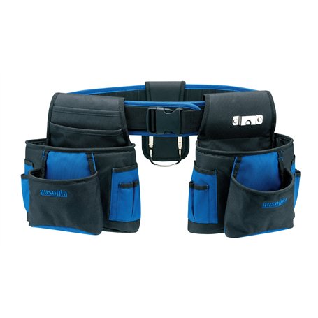 AUSONIA - 48267 CEINTURES PORTE-OUTILS DOUBLE SAC DE CHARPENTIER EN TISSU RENFORCÉ AVEC UNE CEINTURE PROFESSIONNELLE