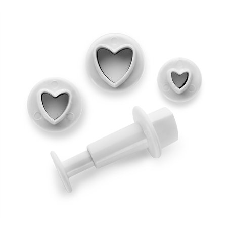 Ibili 788408 Lot de 3 emporte-pièces avec poussoir Coeur