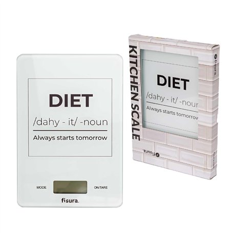 Fisura - Balance de cuisine numérique "diet" blanche. Balance électronique originale de 5 kg/11 lbs. Balance alimentaire multifo