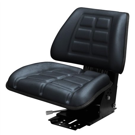 Siège tracteur universel en PVC noir - Siège pour tracteur avec dossier noir en acier et PVC pour machines