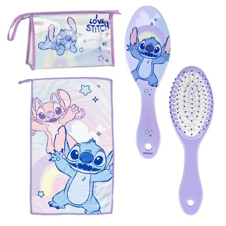 Trousse de Toilette avec Accessoires Stitch Lila 23 x 15 x 8 cm