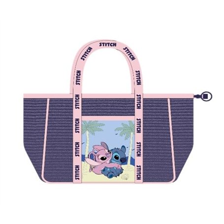 Cerdà Disney Lilo et Stitch Sac de plage 20 x 39 x 62 cm - Matériaux recyclés - Motif Stitch et Angel - Violet rose