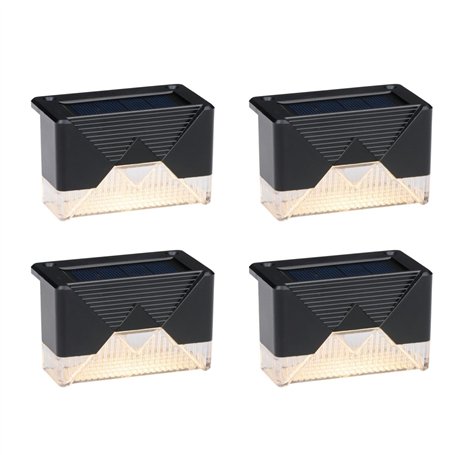 Grundig Lampe Solair Exterieur Pack de 4 - Lumiere Solaire Exterieur pour Terrasse et Clôture - Lumière Blanche Chaude Ambiante