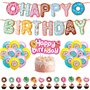 Banderole Joyeux Anniversaire,Donuts Guirlande Happy Birthday Kit de Bannière d'anniversaire Happy Birthday Banner pour Filles G