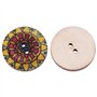 Nikou Boutons en bois - 100 pièces de 25 mm mixte Motif aléatoire Boutons vintage en bois avec 2 trous for le bricolage à coudre