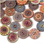 Nikou Boutons en bois - 100 pièces de 25 mm mixte Motif aléatoire Boutons vintage en bois avec 2 trous for le bricolage à coudre