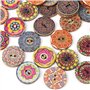 Nikou Boutons en bois - 100 pièces de 25 mm mixte Motif aléatoire Boutons vintage en bois avec 2 trous for le bricolage à coudre