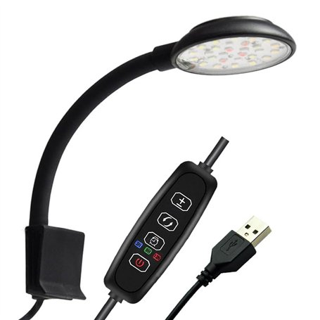 GERUI Lampe d'aquarium 7 W USB 5 V 2 A à spectre complet - Éclairage LED d'aquarium - Minuterie réglable - Luminosité réglable -