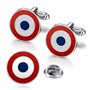 BOBIJOO JEWELRY - Ensemble bouton de manchette France Cocarde + pins Drapeau Français Symbole