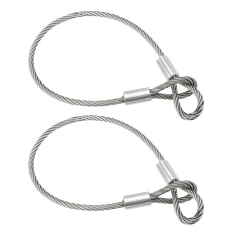 OTOTEC Lot de 2 câbles métalliques en acier inoxydable avec double extrémité bouclée Longueur 50 cm Diamètre 6 mm Résistance à l