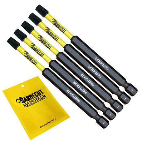 5 x SabreCut SCRSQ289_5 Jeu d'embouts de tournevis à percussion magnétique carré SQ2 89 mm à extrémité unique compatible avec De