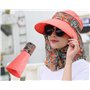 Femme Casquette Visière Large Bord Chapeau de Soleil Plage Voyage Eté Capeline de Camping Pêche Vélo Jardinage Pliable Protectio