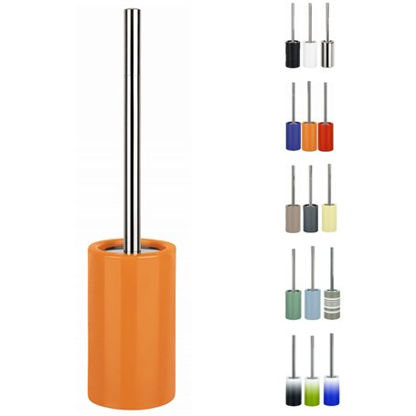 Spirella Brosse WC Porte-Balai Toilette Pot à Balai „Tube“ Ensemble WC à Poser en Céramique et Acier Inoxydable Orange