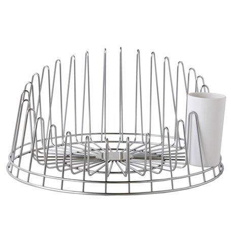 Alessi Apd04 a Tempo Egouttoir à Vaisselle en Acier Inoxydable 18/10 Brillant avec Égouttoir à Couverts en Résine Thermoplastiqu