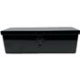 Boîte à outils 300x90 H 95 mm noir brillant avec porte-cadenas en tôle pliée, soudée et robuste pour tracteurs