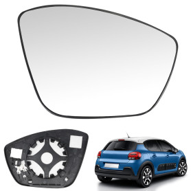 Verre de Rétroviseur Compatible avec Citroen C3 MK3 2016-2021 Peugeot 208/308/2008 2013-2019 Glace De Rétroviseur Chauffant (Dro