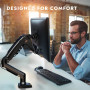 Invision Support Ecran PC Bras Simple pour Moniteurs de 19 à 32 Pouces, Pince de Bureau VESA 75/100mm, Réglage Hauteur sans Outi