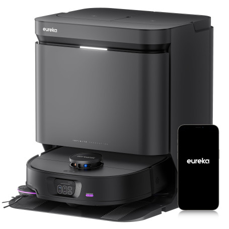 EUREKA J15 Max Ultra Robot Aspirateur Laveur avec Serpillière et Brosse Latérale Extensible, Aspiration 22000Pa, Station Auto...