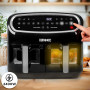 Duronic AF24 Friteuse à Air de 2400W | 2 Paniers de 5L pour Toute la Famille | Large écran de contrôle | 10 Programmes de Cuisso