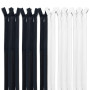 MARARDI [Pack 10] Fermetures Éclair à Glissière Invisibles [Blanc et Noir] Nylon [60 cm] Couture de Vêtements Sacs Ruban Tissu e