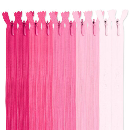 MARARDI [Pack 10] Fermetures Éclair à Glissière Invisibles [Roses] Nylon [60 cm] Couture de Vêtements Sacs Ruban Tissu en Coton 