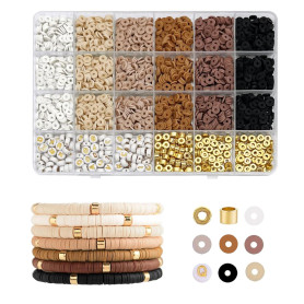 XoeLLe Perles Heishi Colorées, 2414 Pièces Plates pour Bracelet, D'argile, Lettres Kit de Fabrication de Bijoux DIY, Cadeaux de 
