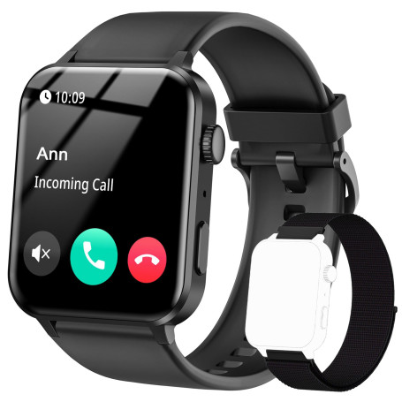 IOWODO Montre Connectée Femme Homme avec Appel Bluetooth, Notifications Réseaux Sociaux, Analyse Sommeil, Cardiofréquencemètre, 