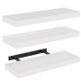 STOREMIC Etagère Murale, Étagères Murales en Bois Blanc 40cm, Étagères Décoratives Lot de 3 avec Grand Rangement pour Salle de C
