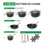 JUST PERFECTO Batterie de cuisine induction - set de casseroles tout feux avec couvercle en verre - lot avec des poêles anti adh
