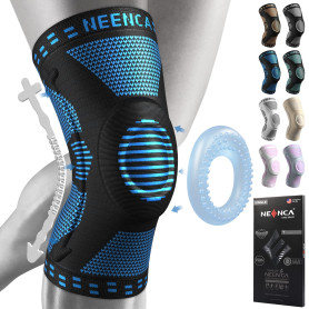 NEENCA Genouillère Professionnelle pour Homme et Femme avec Coussinets en Gel Rotulien et Stabilisateurs Latéraux,Genouillères d