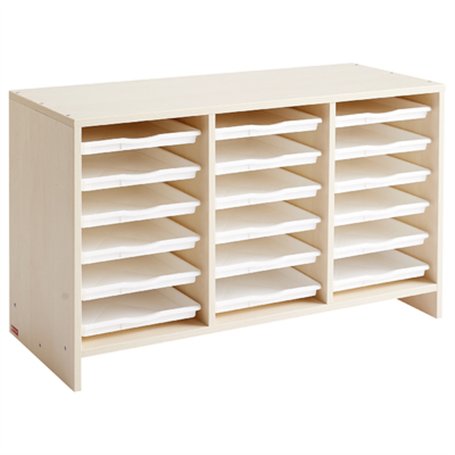 Meuble d'activités 18 plateaux bouleau