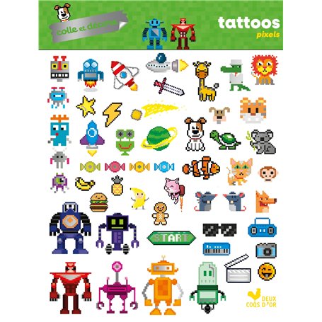 Colle et décore - Tattoos pixels