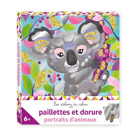 Paillette et dorure portraits d'animaux  - mini boîte avec accessoires