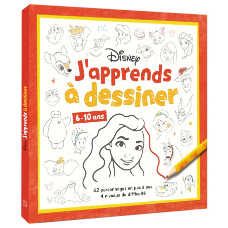 DISNEY - J'apprends à dessiner - 62 personnages en pas à pas (6+)