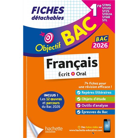 Objectif BAC 2026 Fiches détachables Français 1res STMG - STI2D - ST2S - STL - STD2A - STHR