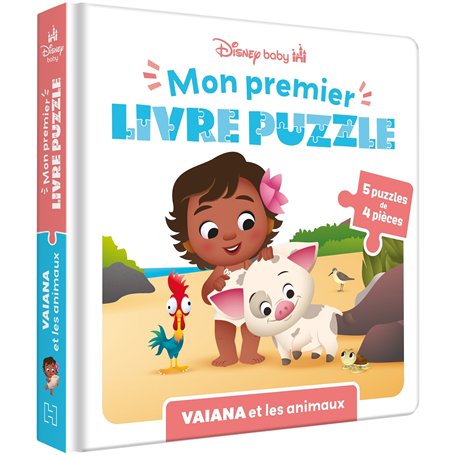 DISNEY BABY - Mon Premier livre puzzle - 4 pièces - Vaiana et les animaux