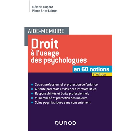 Aide-mémoire - Droit à l'usage des psychologues - 2e éd.