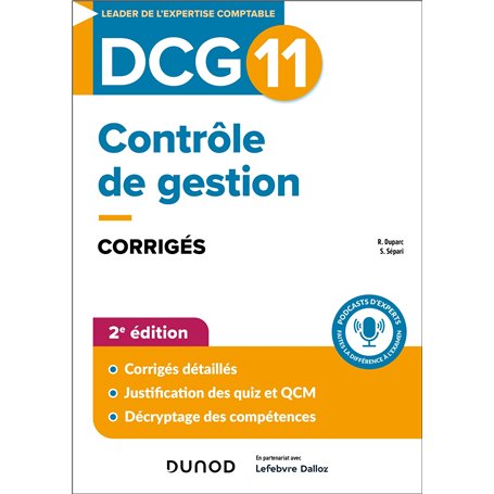 DCG 11 Contrôle de gestion - Corrigés - 2e éd.
