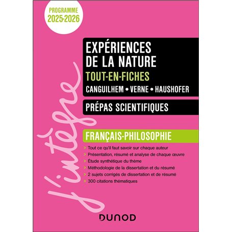 Expériences de la nature - Tout-en-fiches - Prépas scientifiques Français-philosophie - 2025-2026