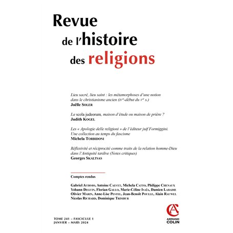 Revue de l'histoire des religions - Nº1/2024