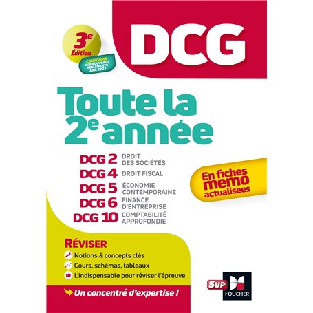 DCG - Toute la 2e année du DCG 2, 4, 5, 6, 10 en fiches - Révision 2025-2026 21,04 €