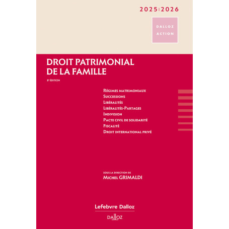Droit patrimonial de la famille 2025/2026 8ed