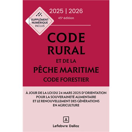 Code rural et de la pêche maritime - Code forestier 2025-2026