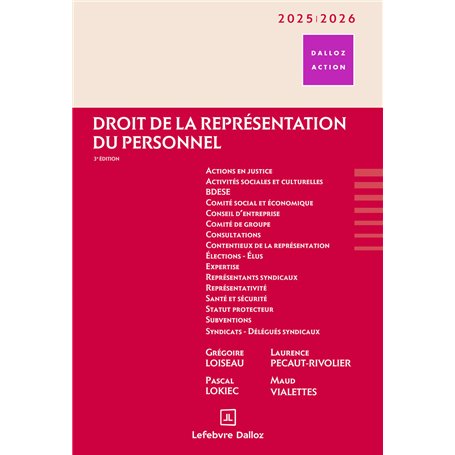 Droit de la représentation du personnel 2025/2026. 3e éd.