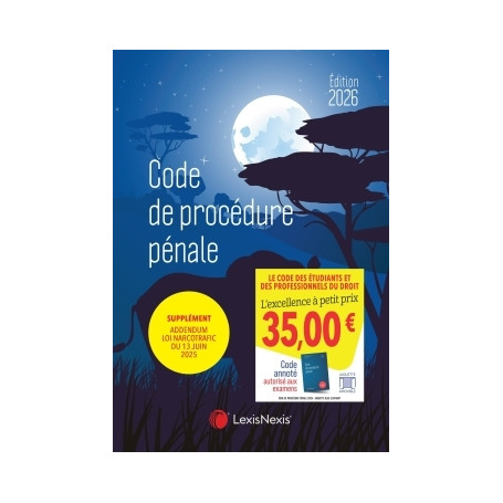 Code de procédure pénale 2026 -  Jaquette Blue elephant