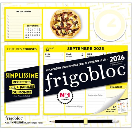 Frigobloc Hebdomadaire 2026 Simplissime (de sept. 2025 à déc. 2026)