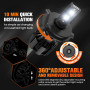 CAR WORK BOX H4 LED Ampoules 28000LM 130W LED Lampe Phares pour 12V Voiture, 6500K
